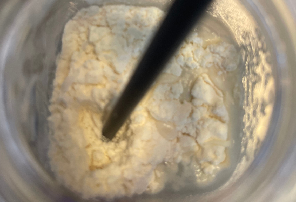 Flour and water mixture at the beginning of a sourdough starter