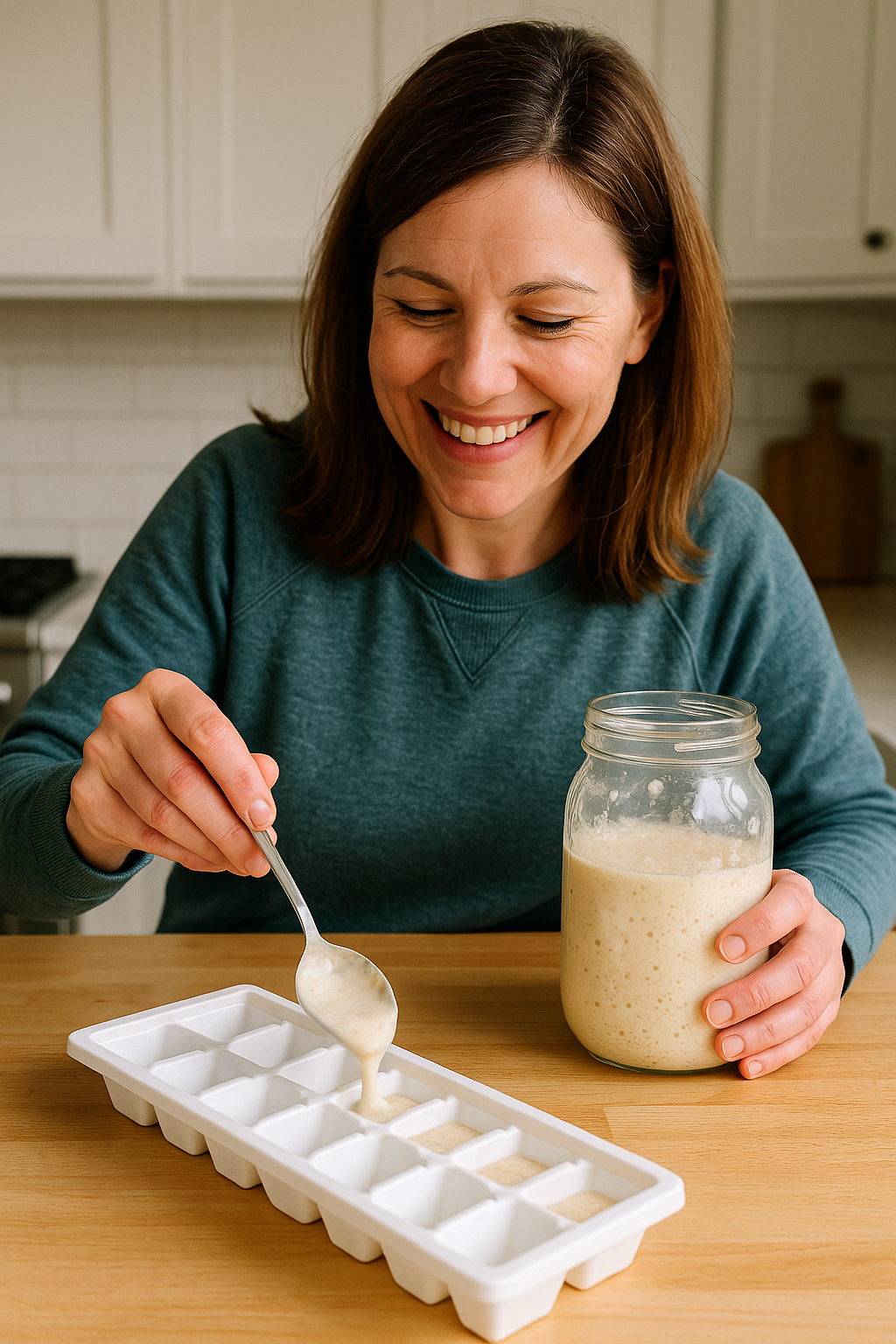 freezing sourdough starter in ice cube trays