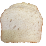 A close-up of a single slice of Honeycloud sourdough sandwich bread on a white background, highlighting its tender, cloud-like crumb and thin golden crust.